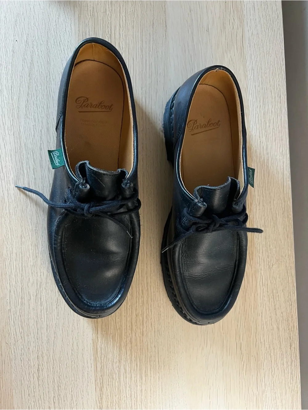 Paraboot Michael Lisse Noir Derby Shoes - UK 7 / US 8 (Fits US 9-9.5)